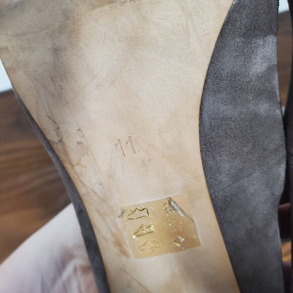 Madewell Suede Leather Pumps High Heel Women's 11 Taupe Brown Almond Toe Classic - Picture 11 of 12